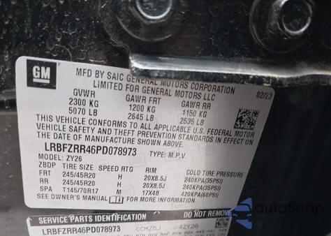 2023 Buick Envision Avenir Fwd z USA, uszkodzony, nr VIN LRBFZRR46PD078973